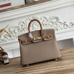 AAAAA Replica Hermès Birkin Bag 25cm/30cm Two-Tone Togo Brown/Gray Fake