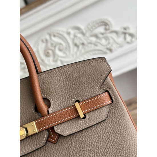 AAAAA Replica Hermès Birkin Bag 25cm/30cm Two-Tone Togo Brown/Gray Fake