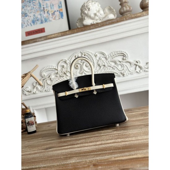 AAAAA Replica Hermès Birkin Bag 25cm/30cm Two-Tone Togo Black/White Fake