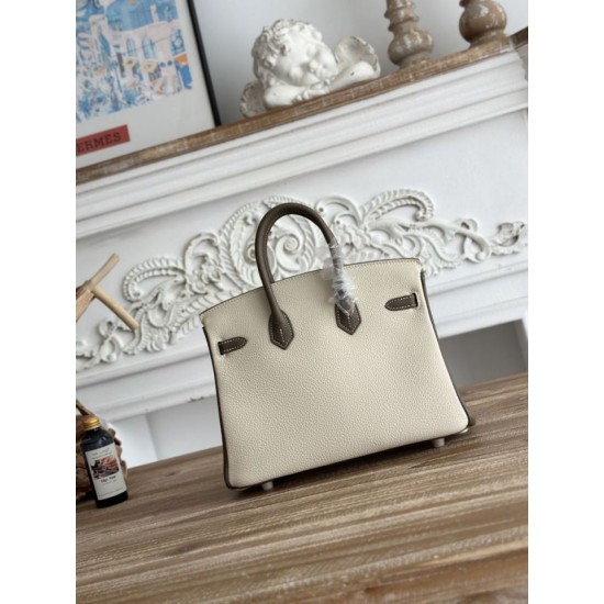 AAAAA Replica Hermès Birkin Bag 25cm/30cm Two-Tone Togo White/Brown Fake