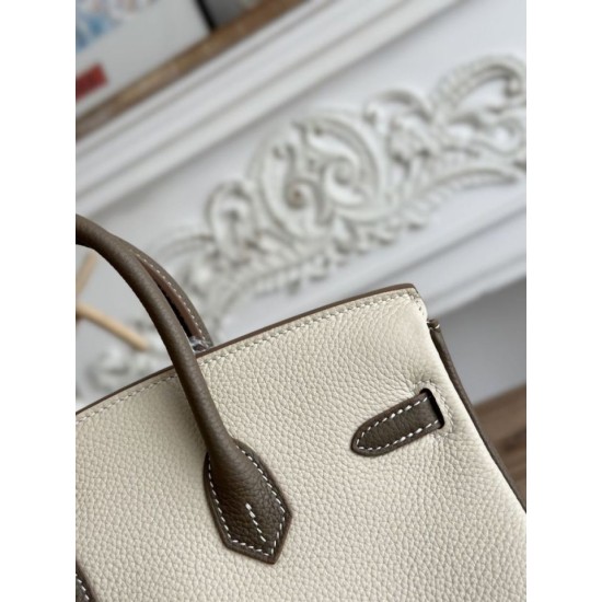 AAAAA Replica Hermès Birkin Bag 25cm/30cm Two-Tone Togo White/Brown Fake