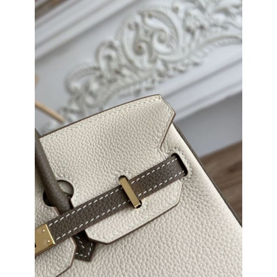 AAAAA Replica Hermès Birkin Bag 25cm/30cm Two-Tone Togo White/Brown Fake