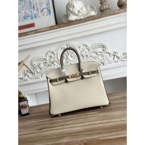 AAAAA Replica Hermès Birkin Bag 25cm/30cm Two-Tone Togo White/Brown Fake