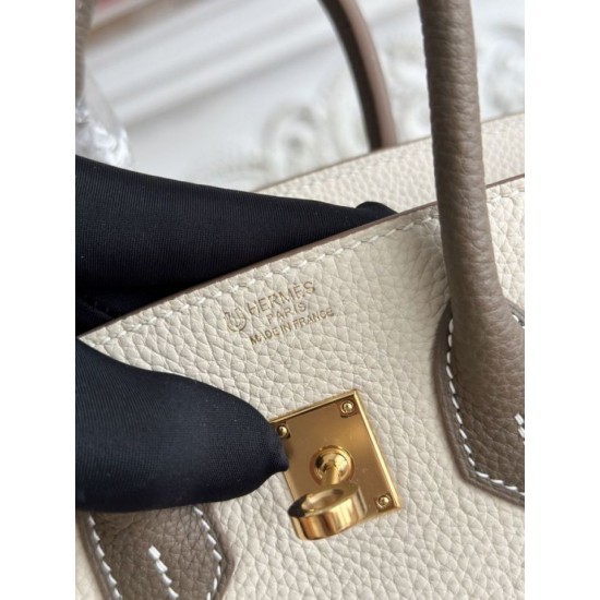 AAAAA Replica Hermès Birkin Bag 25cm/30cm Two-Tone Togo White/Brown Fake