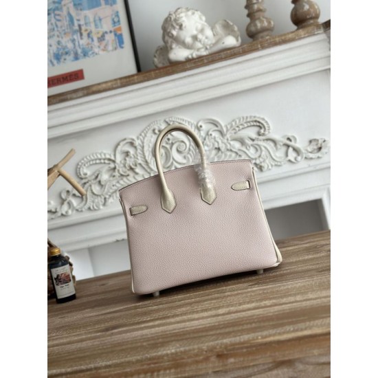 AAAAA Replica Hermès Birkin Bag 25cm/30cm Two-Tone Togo Pink/White Fake