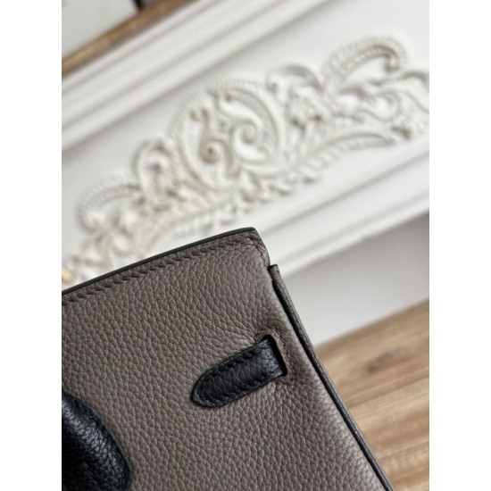 AAAAA Replica Hermès Birkin Bag 25cm/30cm Two-Tone Togo Etoupe/Black Fake