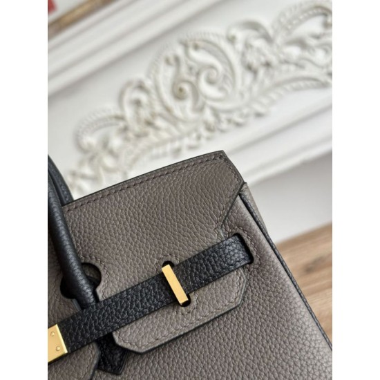 AAAAA Replica Hermès Birkin Bag 25cm/30cm Two-Tone Togo Etoupe/Black Fake