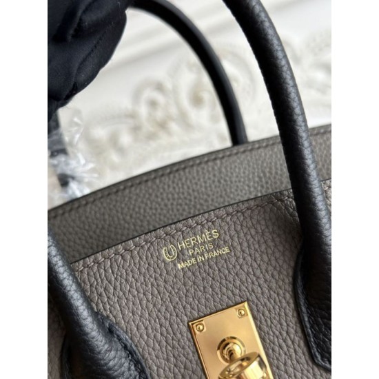 AAAAA Replica Hermès Birkin Bag 25cm/30cm Two-Tone Togo Etoupe/Black Fake