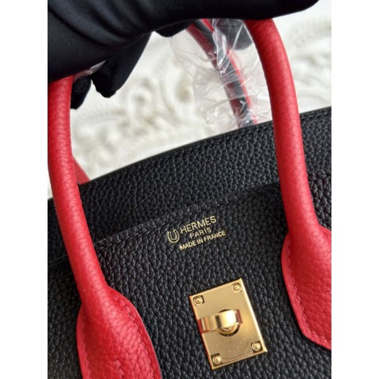 Premium Replica Hermès Birkin Bag 25cm/30cm Two-Tone Togo Black/Red Fake Clone AAAAA Replica Hermès Birkin Bag 25cm/30cm Two-Tone Togo Black/Red Fake