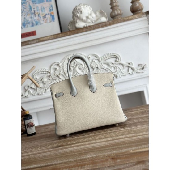 AAAAA Replica Hermès Birkin Bag 25cm/30cm Two-Tone Togo White/Blue Fake