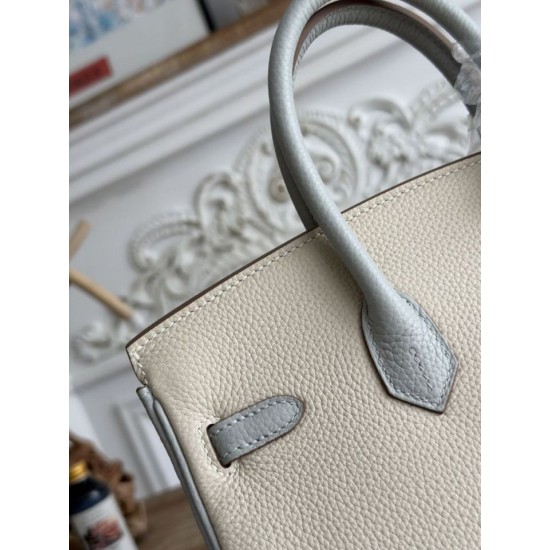 AAAAA Replica Hermès Birkin Bag 25cm/30cm Two-Tone Togo White/Blue Fake