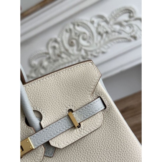 AAAAA Replica Hermès Birkin Bag 25cm/30cm Two-Tone Togo White/Blue Fake