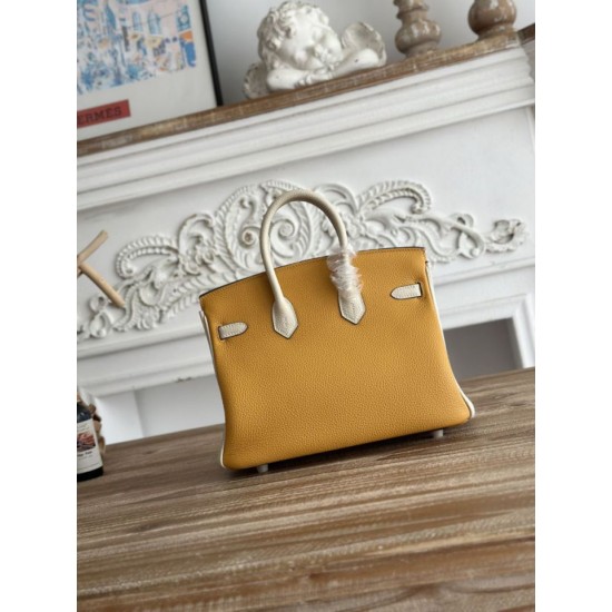 AAAAA Replica Hermès Birkin Bag 25cm/30cm Two-Tone Togo Yellow/White Fake