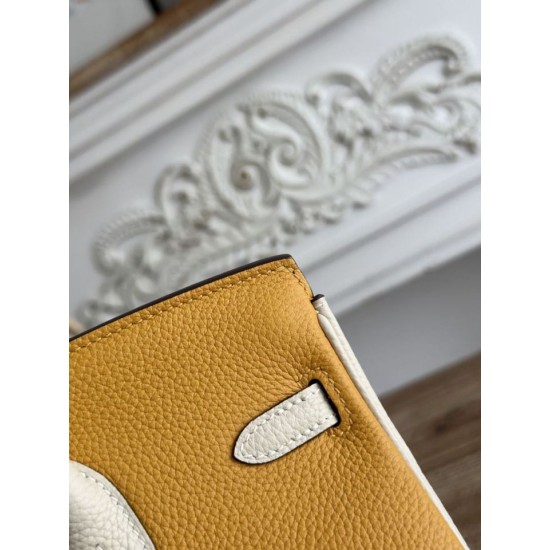 AAAAA Replica Hermès Birkin Bag 25cm/30cm Two-Tone Togo Yellow/White Fake