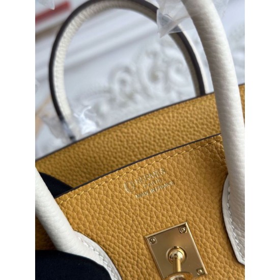 AAAAA Replica Hermès Birkin Bag 25cm/30cm Two-Tone Togo Yellow/White Fake