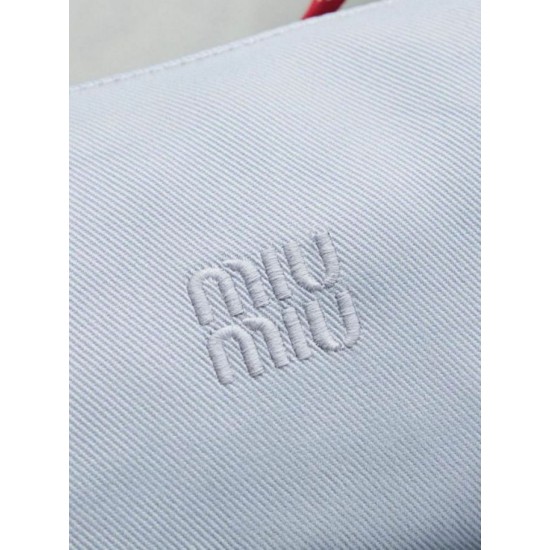 AAAAA Replica Miu Miu Gabardine Shoulder Bag 5NE841 Blue Fake