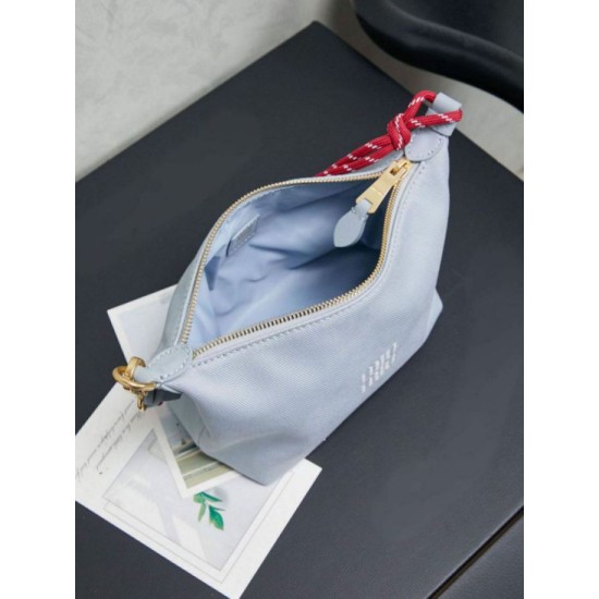 AAAAA Replica Miu Miu Gabardine Shoulder Bag 5NE841 Blue Fake