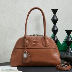 AAAAA Replica Miu Miu Vivant Nappa Tote Bag 5BB199 Brown Fake