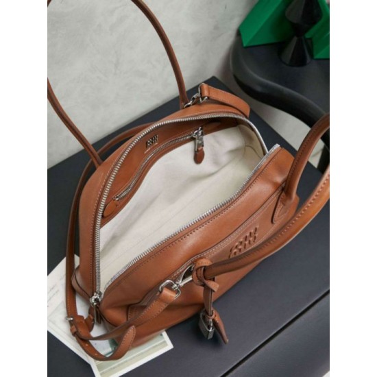 AAAAA Replica Miu Miu Vivant Nappa Tote Bag 5BB199 Brown Fake