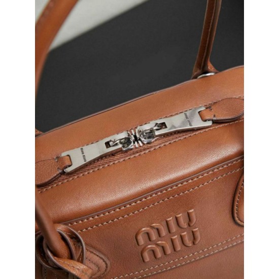 AAAAA Replica Miu Miu Vivant Nappa Tote Bag 5BB199 Brown Fake