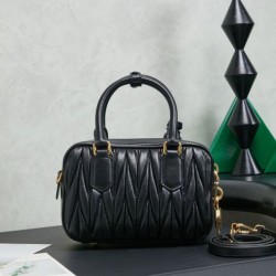 AAAAA Replica Miu Miu Arcadie Quilted Nappa Tote Bag 5BB123 Black Fake