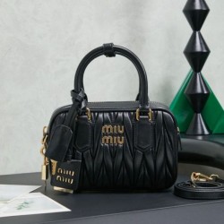 AAAAA Replica Miu Miu Arcadie Quilted Nappa Tote Bag 5BB123 Black Fake