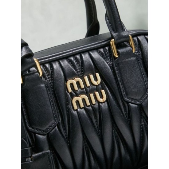 AAAAA Replica Miu Miu Arcadie Quilted Nappa Tote Bag 5BB123 Black Fake