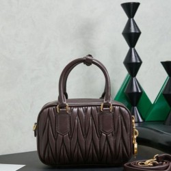 AAAAA Replica Miu Miu Arcadie Quilted Nappa Tote Bag 5BB123 Burgundy Fake
