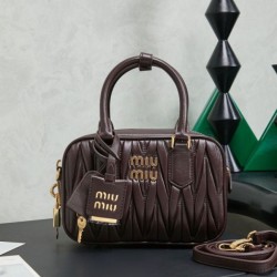 AAAAA Replica Miu Miu Arcadie Quilted Nappa Tote Bag 5BB123 Burgundy Fake