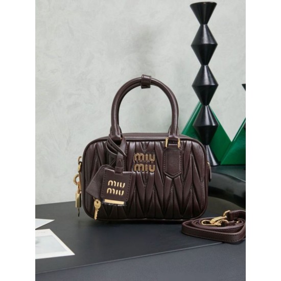 AAAAA Replica Miu Miu Arcadie Quilted Nappa Tote Bag 5BB123 Burgundy Fake