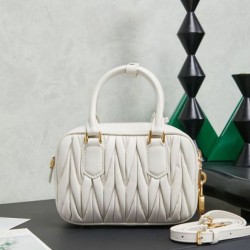 AAAAA Replica Miu Miu Arcadie Quilted Nappa Tote Bag 5BB123 White Fake
