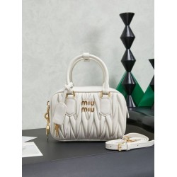 AAAAA Replica Miu Miu Arcadie Quilted Nappa Tote Bag 5BB123 White Fake