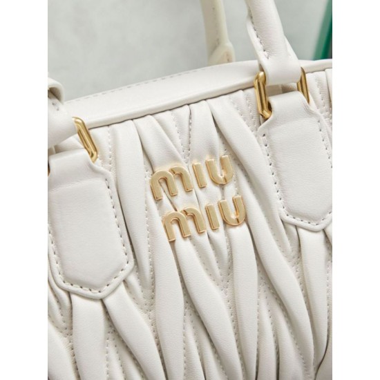 AAAAA Replica Miu Miu Arcadie Quilted Nappa Tote Bag 5BB123 White Fake
