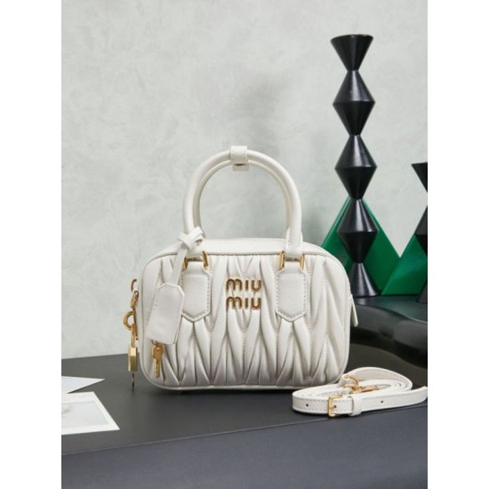 AAAAA Replica Miu Miu Arcadie Quilted Nappa Tote Bag 5BB123 White Fake