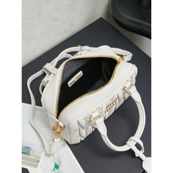 AAAAA Replica Miu Miu Arcadie Quilted Nappa Tote Bag 5BB123 White Fake