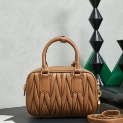 AAAAA Replica Miu Miu Arcadie Quilted Nappa Tote Bag 5BB123 Brown Fake
