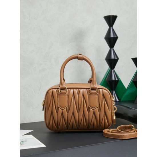 AAAAA Replica Miu Miu Arcadie Quilted Nappa Tote Bag 5BB123 Brown Fake