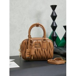 AAAAA Replica Miu Miu Arcadie Quilted Nappa Tote Bag 5BB123 Brown Fake