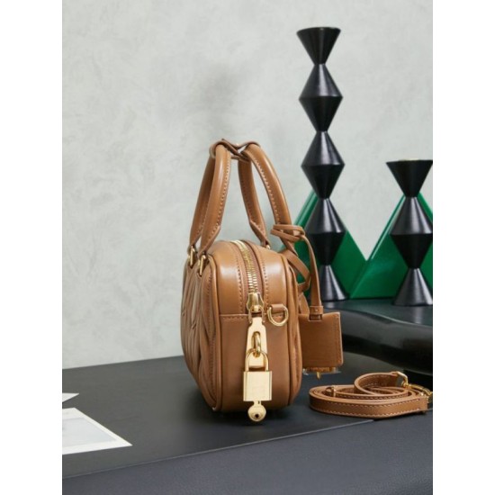 AAAAA Replica Miu Miu Arcadie Quilted Nappa Tote Bag 5BB123 Brown Fake