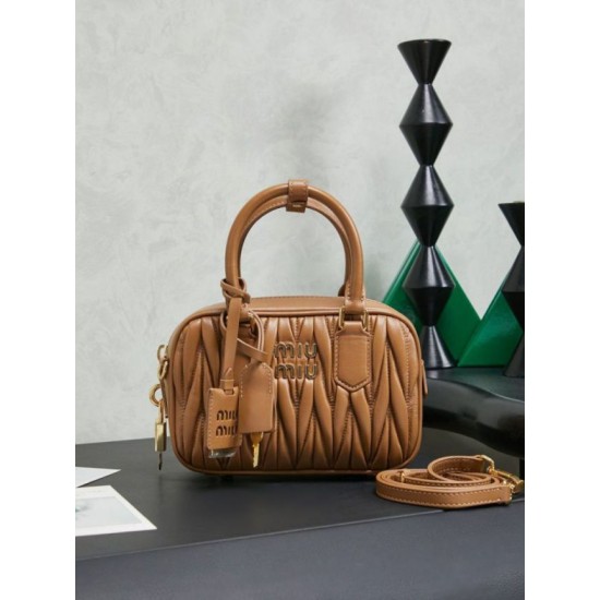 AAAAA Replica Miu Miu Arcadie Quilted Nappa Tote Bag 5BB123 Brown Fake