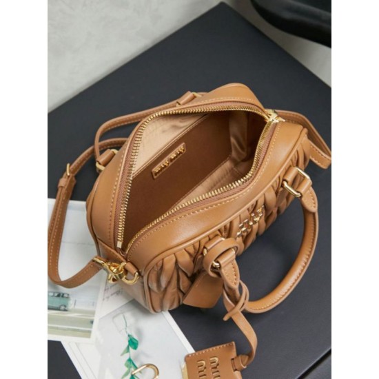 AAAAA Replica Miu Miu Arcadie Quilted Nappa Tote Bag 5BB123 Brown Fake
