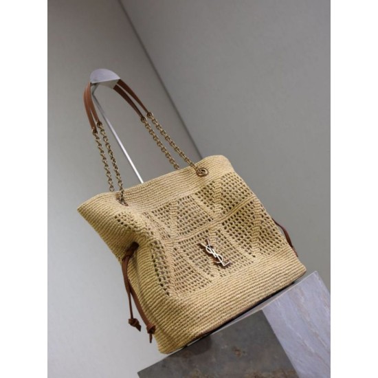 AAAAA Replica Jamie YSL Saint Laurent Raffia Tote Bags Natural Raffia Fake