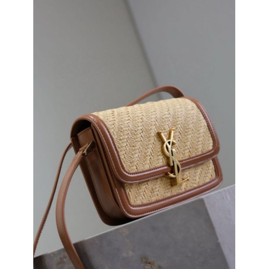 Premium Replica YSL Saint Laurent Solferino Raffia Shoulder Bag 19cm Fake Clone AAAAA Replica YSL Saint Laurent Solferino Raffia Shoulder Bag 19cm Fake