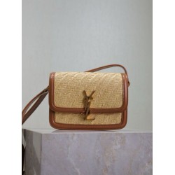 AAAAA Replica YSL Saint Laurent Solferino Raffia Shoulder Bag 19cm Fake