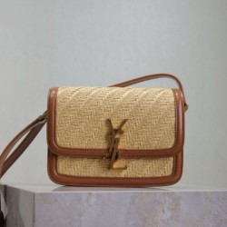 AAAAA Replica YSL Saint Laurent Solferino Raffia Shoulder Bag 19cm Fake