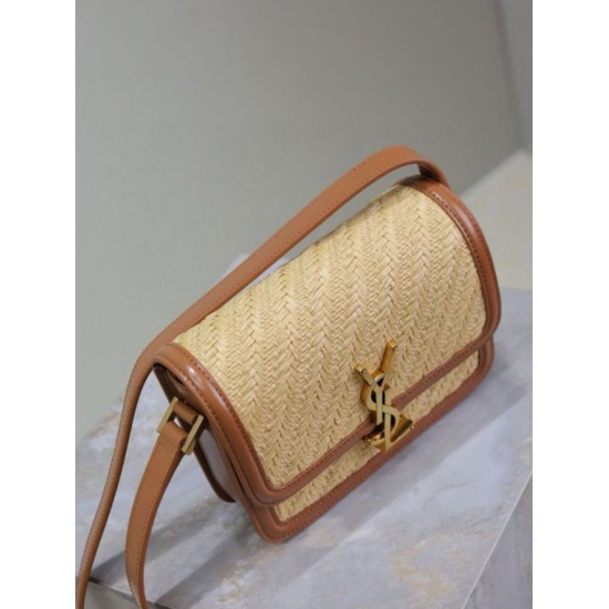 Premium Replica YSL Saint Laurent Solferino Raffia Shoulder Bag 19cm Fake Clone AAAAA Replica YSL Saint Laurent Solferino Raffia Shoulder Bag 19cm Fake