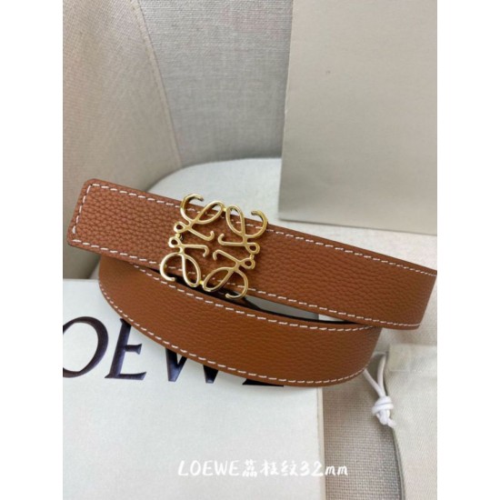 Premium Replica Loewe Anagram Reversible Belt 32mm Brown/Blue Knockoff