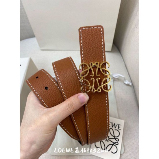 Premium Replica Loewe Anagram Reversible Belt 32mm Brown/Blue Knockoff