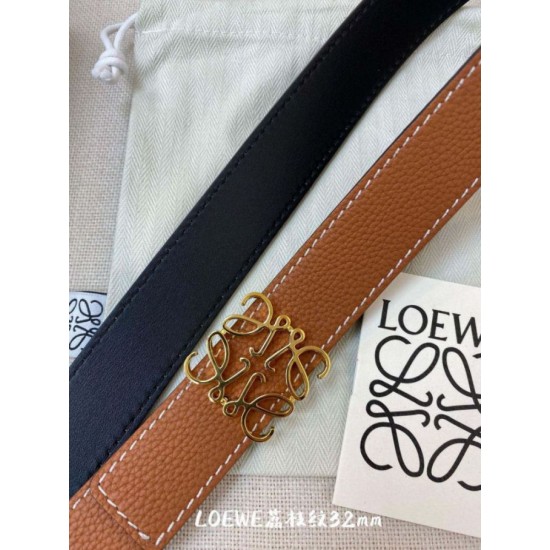 Premium Replica Loewe Anagram Reversible Belt 32mm Brown/Blue Knockoff