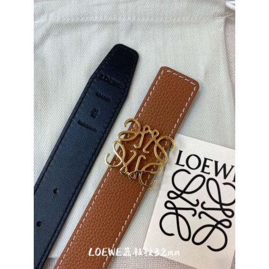 Premium Replica Loewe Anagram Reversible Belt 32mm Brown/Blue Knockoff